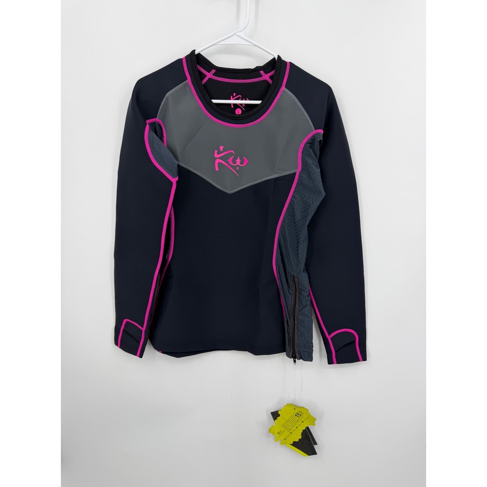 Kutting Weight Sauna Shirt Women Large Black Pink Heat Generating Sweat Top NWT